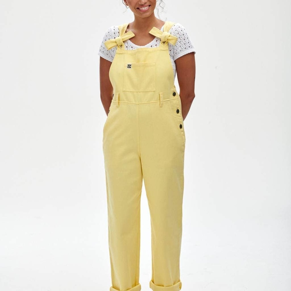 NWT LUCY AND YAK Easton Dungarees: ORGANIC TWILL - Buttercup Overalls jumpsuit